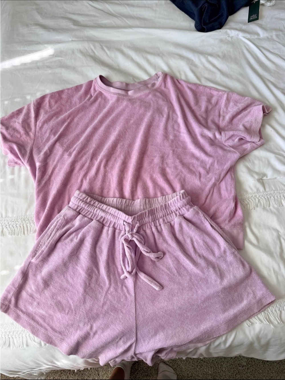 Daily Drills Lavender Terry Cloth Lounge Set - Top & Shorts M/L